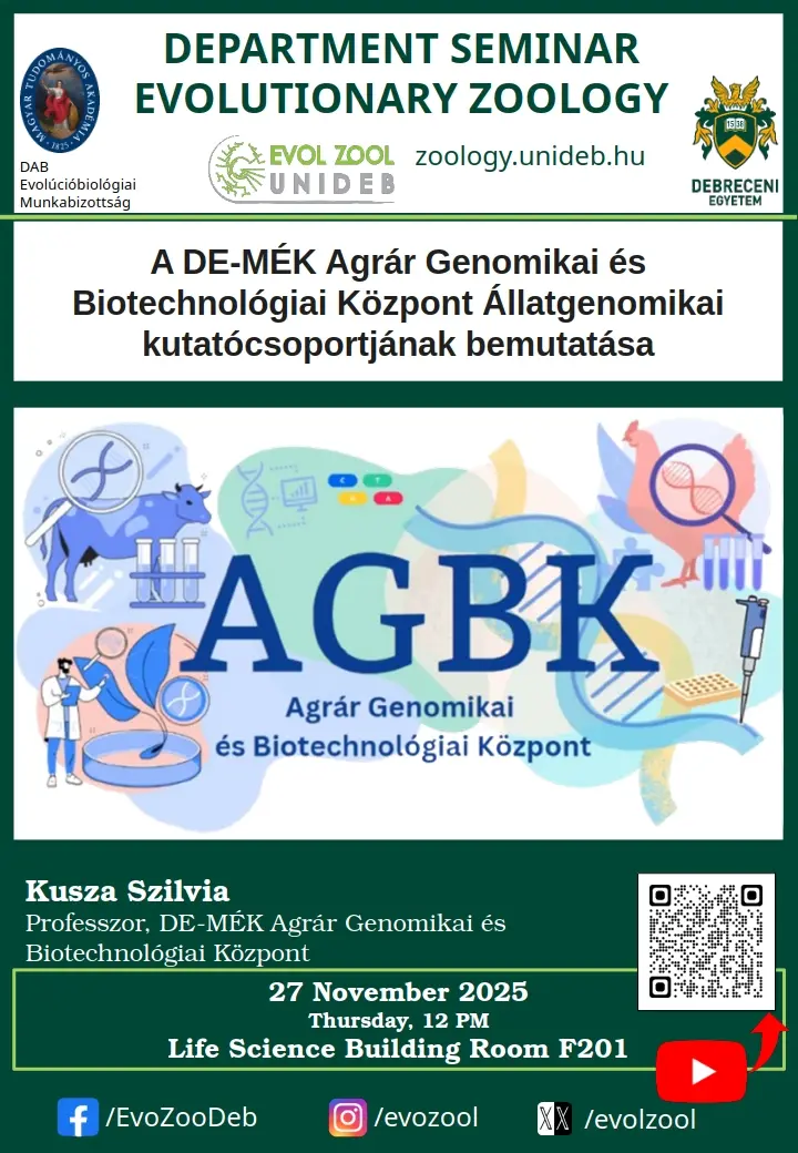 A DE-M&Eacute;K Agr&aacute;r Genomikai &eacute;s Biotechnol&oacute;giai K&ouml;zpont &Aacute;llatgenomikai kutat&oacute;csoportj&aacute;nak bemutat&aacute;sa